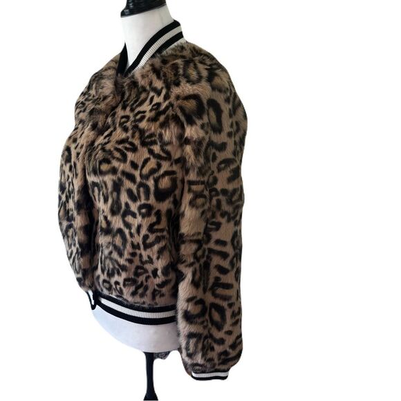 NWT Metric Knits Rabbit Fur Leopard Print Bomber Jacket | XS - Picture 3 of 8